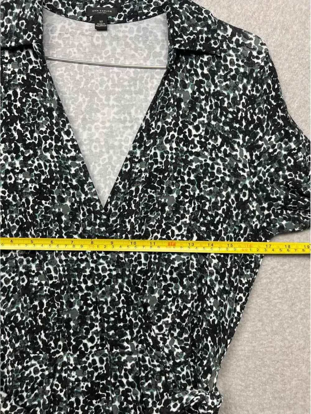 Ann Taylor Faux Wrap 3/4 Sleeve Dress Womens 12 Stretchy Casual Office Work